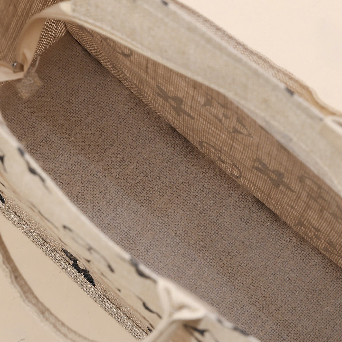 Patterned Natural Jute Tote Bag