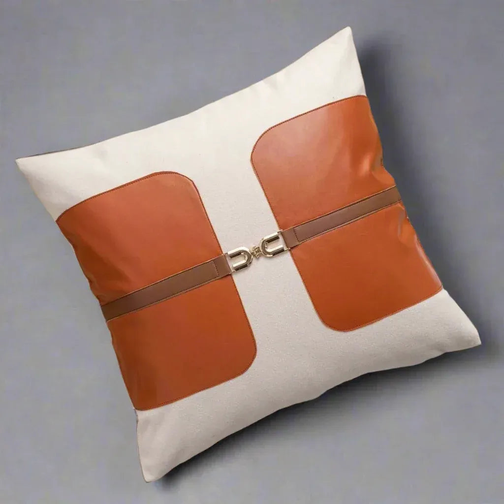 Creative Leather-Stitched Sofa Cushion Cover