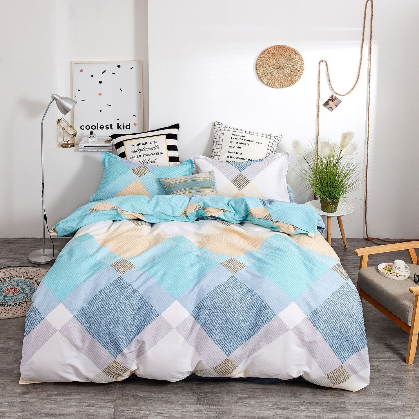 Household Brushed Bed Sheet And Duvet Cover Set
