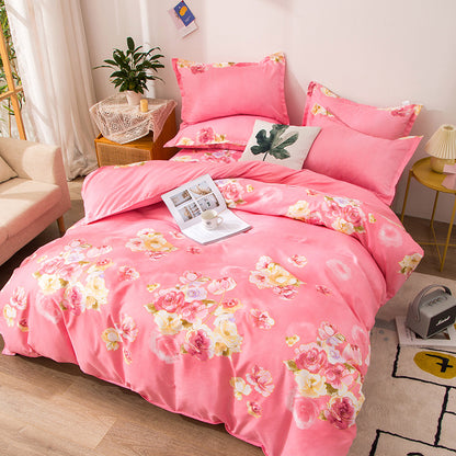 Household Brushed Bed Sheet And Duvet Cover Set