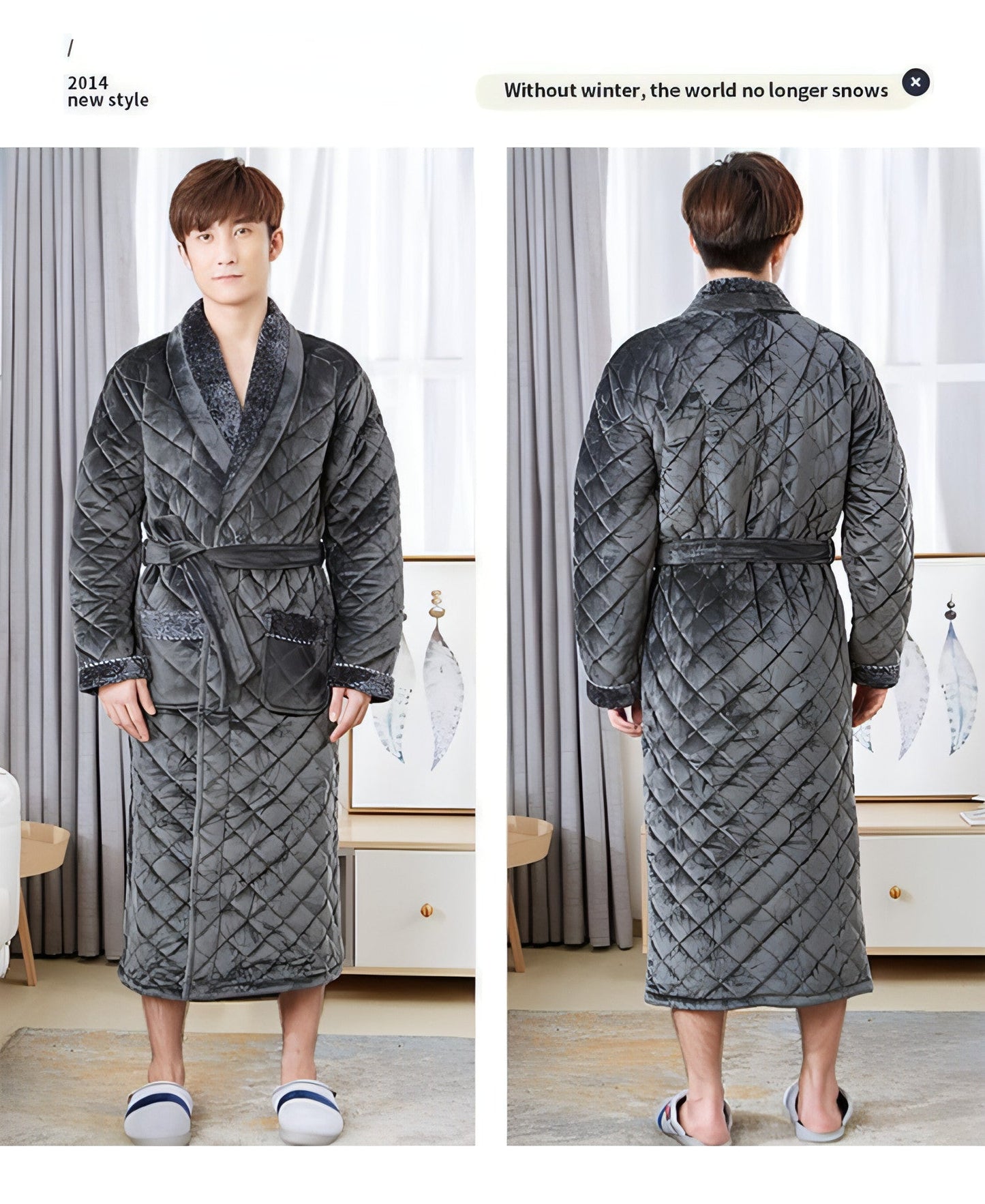 Winter Pajamas Men'S Winter Thickened Long Pajamas Plus Velvet