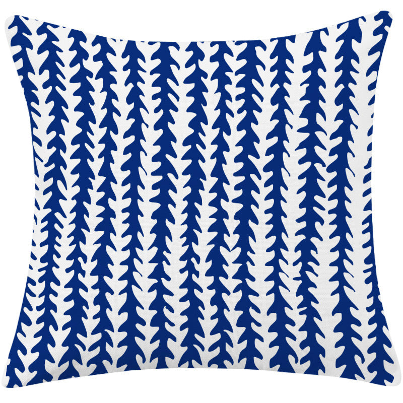 Mediterranean Blue Simple Cotton And Linen Pillow