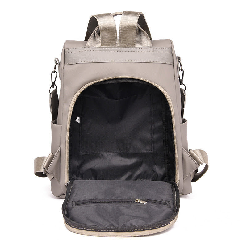 Pure Color Nylon Anti-Theft Multi-Functional Travel Backpack
