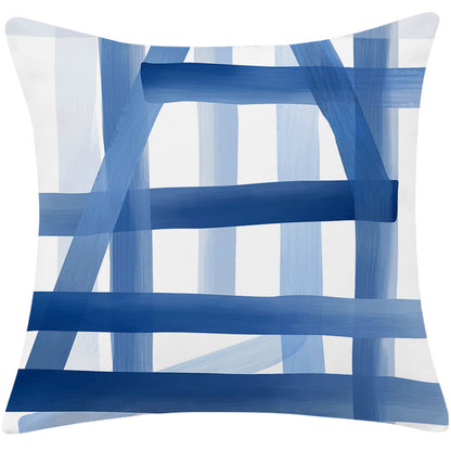Mediterranean Blue Simple Cotton And Linen Pillow