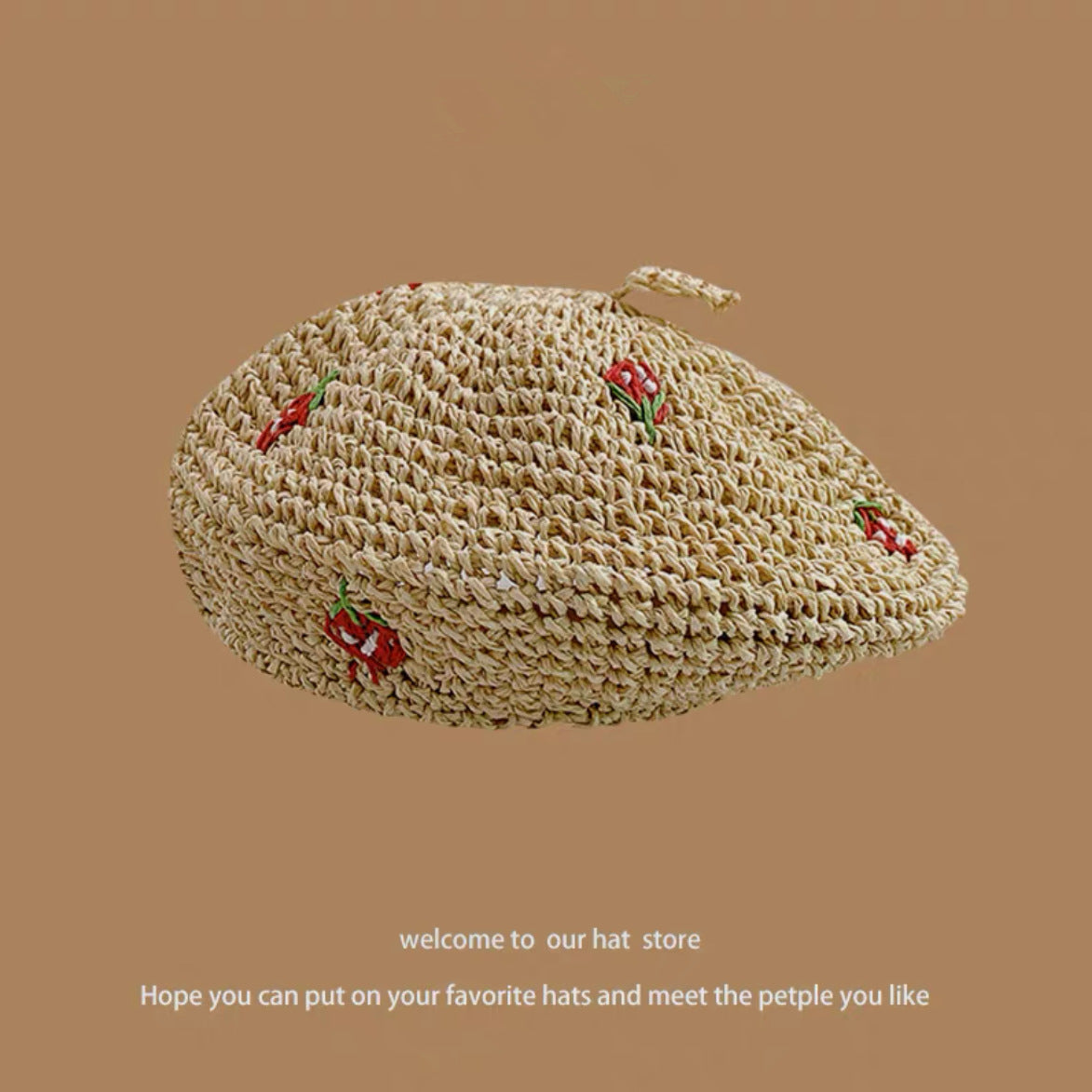 Sweet All-matching Woven Straw Hat Female Seaside Sun-proof Bucket Hat