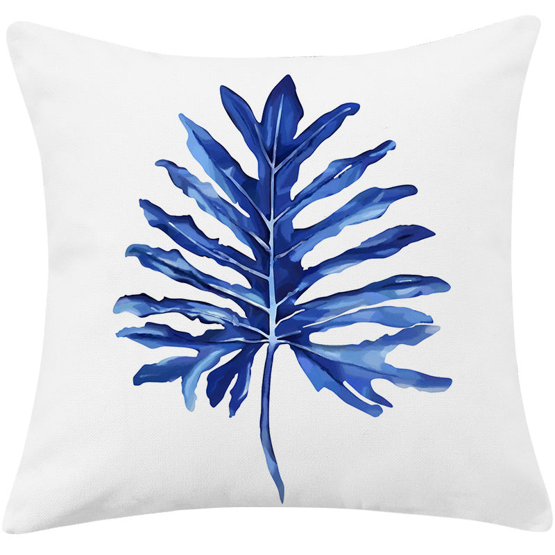 Mediterranean Blue Simple Cotton And Linen Pillow