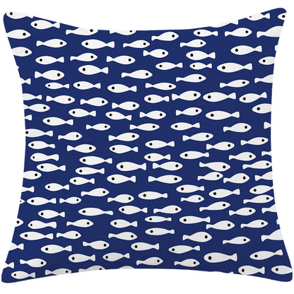 Mediterranean Blue Simple Cotton And Linen Pillow