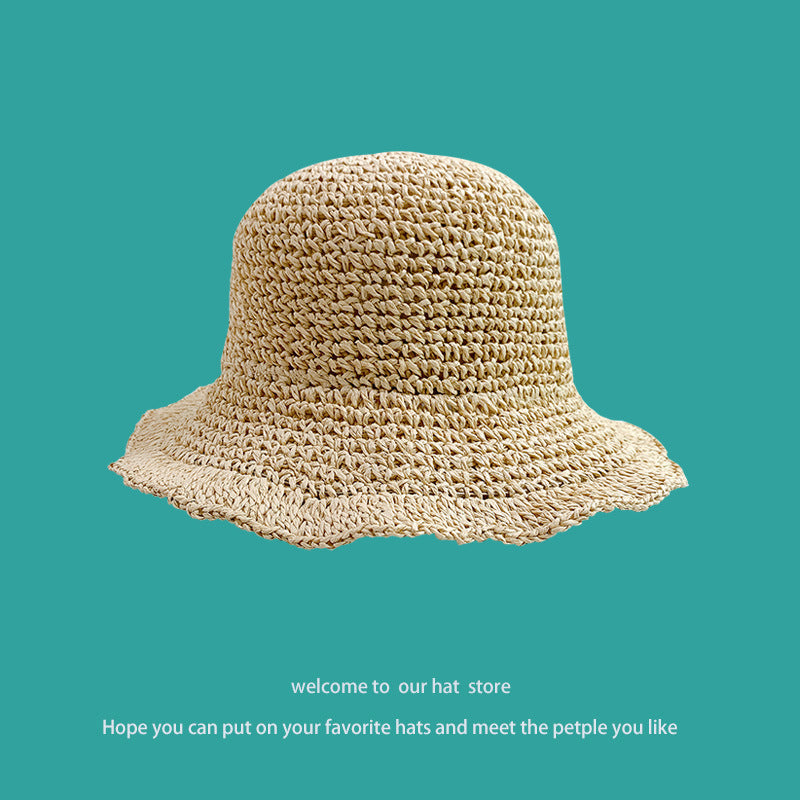 Sweet All-matching Woven Straw Hat Female Seaside Sun-proof Bucket Hat
