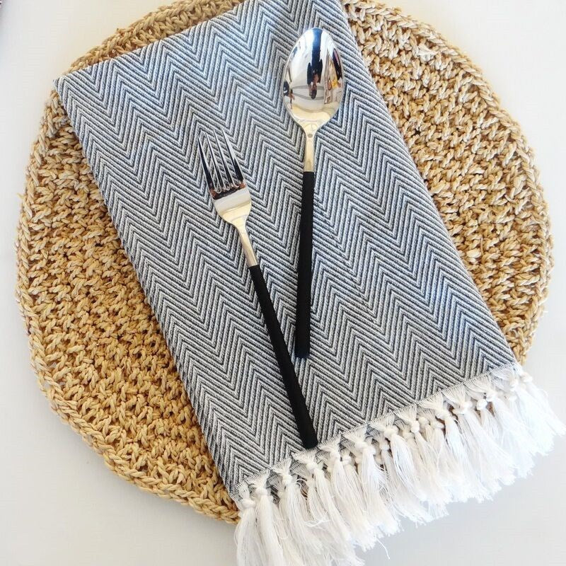 Cotton wavy fringe fabric napkin tea towel