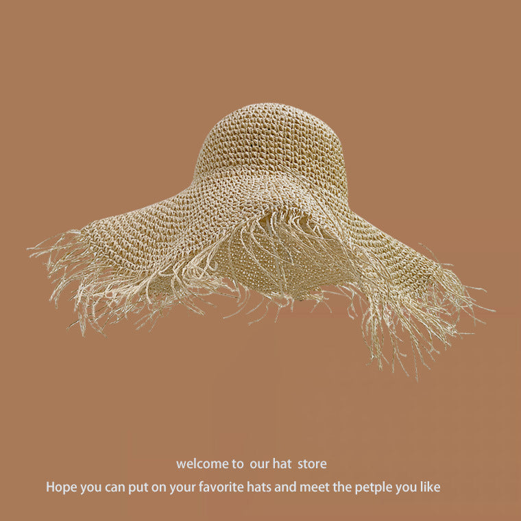 Sweet All-matching Woven Straw Hat Female Seaside Sun-proof Bucket Hat