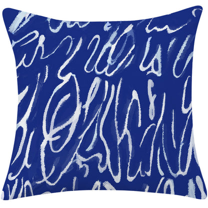 Mediterranean Blue Simple Cotton And Linen Pillow