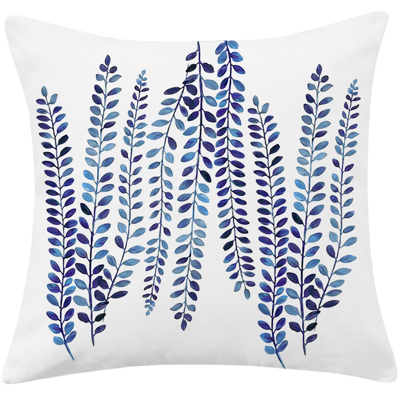Mediterranean Blue Simple Cotton And Linen Pillow