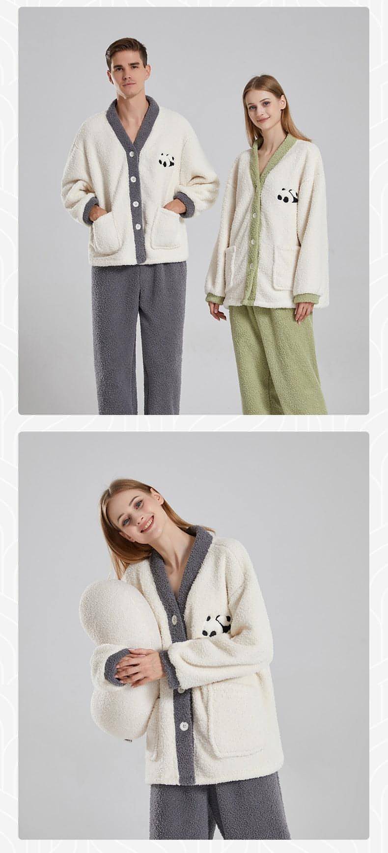 Couple Pajamas Women Winter Coral Fleece Thickened Casual Clothes Half