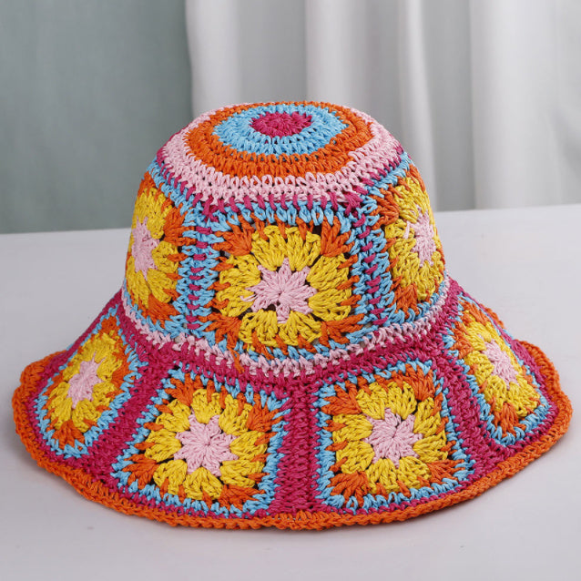 Sweet All-matching Woven Straw Hat Female Seaside Sun-proof Bucket Hat
