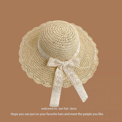 Sweet All-matching Woven Straw Hat Female Seaside Sun-proof Bucket Hat
