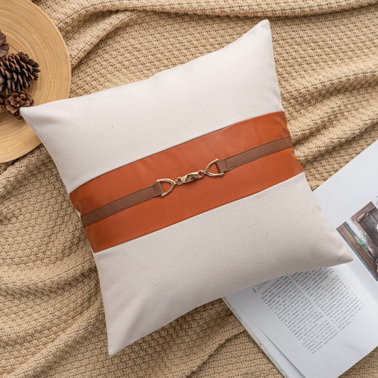 Creative Leather-Stitched Sofa Cushion Cover