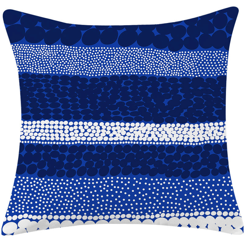 Mediterranean Blue Simple Cotton And Linen Pillow