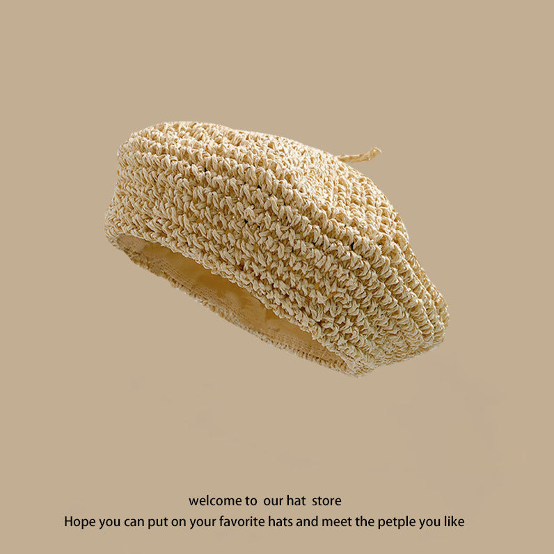 Sweet All-matching Woven Straw Hat Female Seaside Sun-proof Bucket Hat