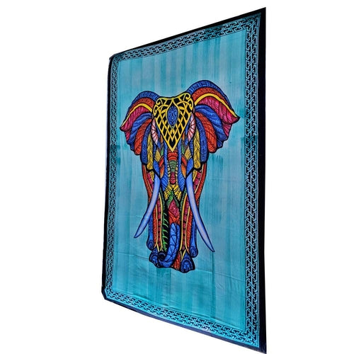 Indian Bohemian Elephant Brushstroke Art Tapestry Wall Hanging