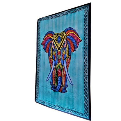 Indian Bohemian Elephant Brushstroke Art Tapestry Wall Hanging