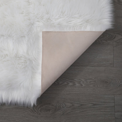 Cozy Ultra Soft Fluffy Faux Fur White Area Rug