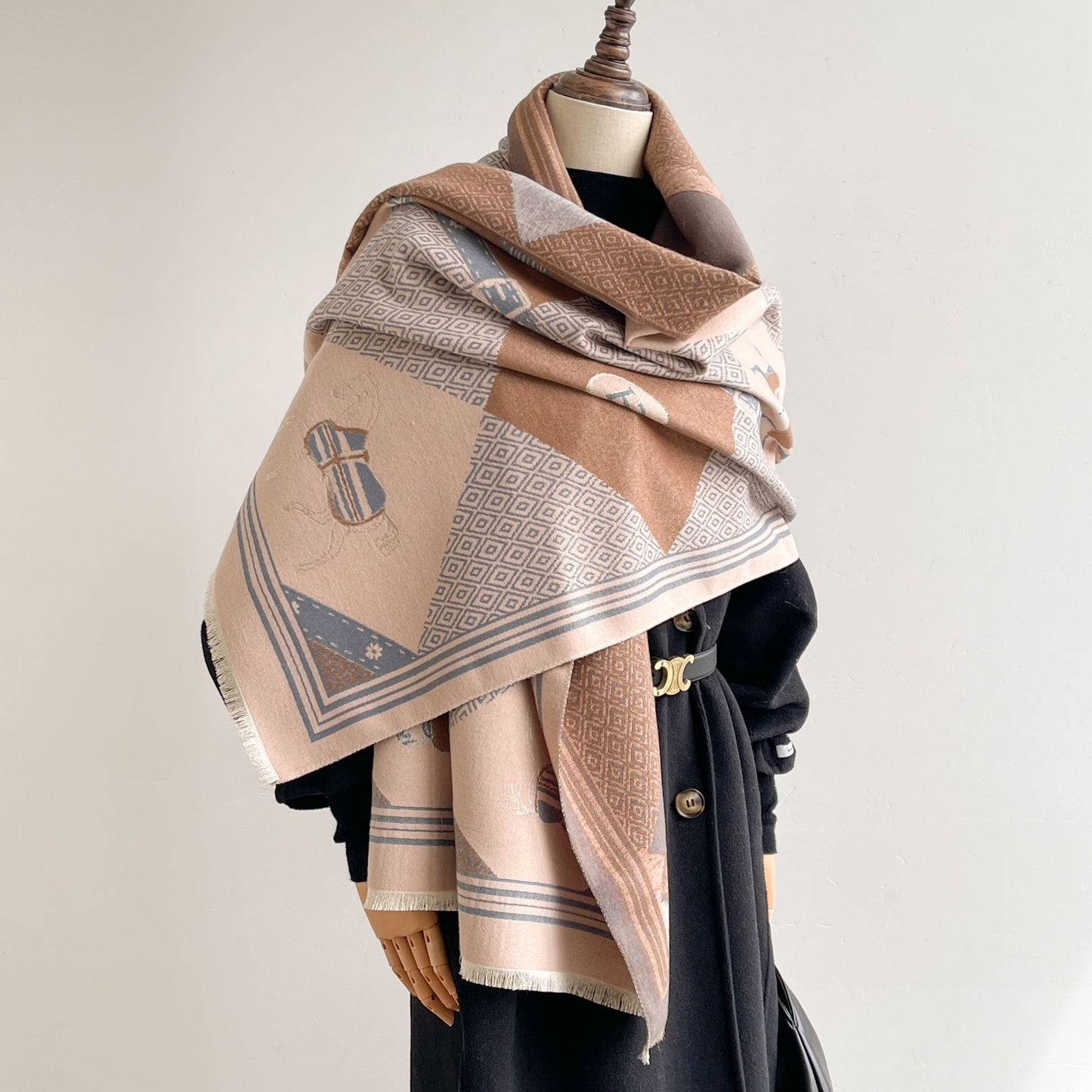 Equestrian Print Reversible Scarf