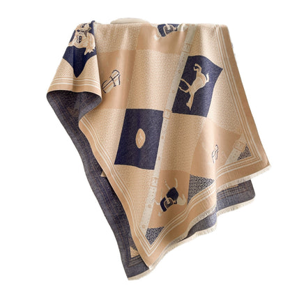 Equestrian Print Reversible Scarf