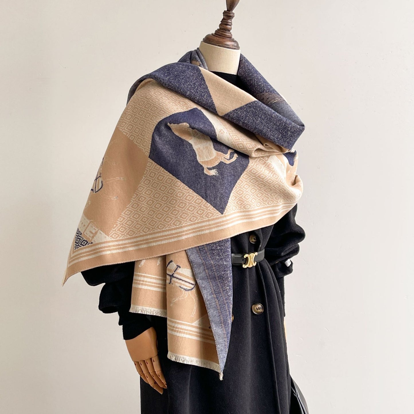 Equestrian Print Reversible Scarf