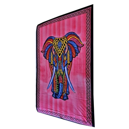 Indian Bohemian Elephant Brushstroke Art Tapestry Wall Hanging