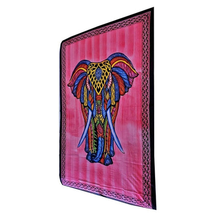 Indian Bohemian Elephant Brushstroke Art Tapestry Wall Hanging