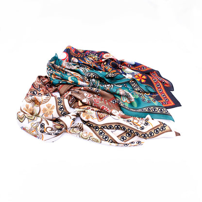 VIBRANT LUXURY FLORAL SILK SCARF