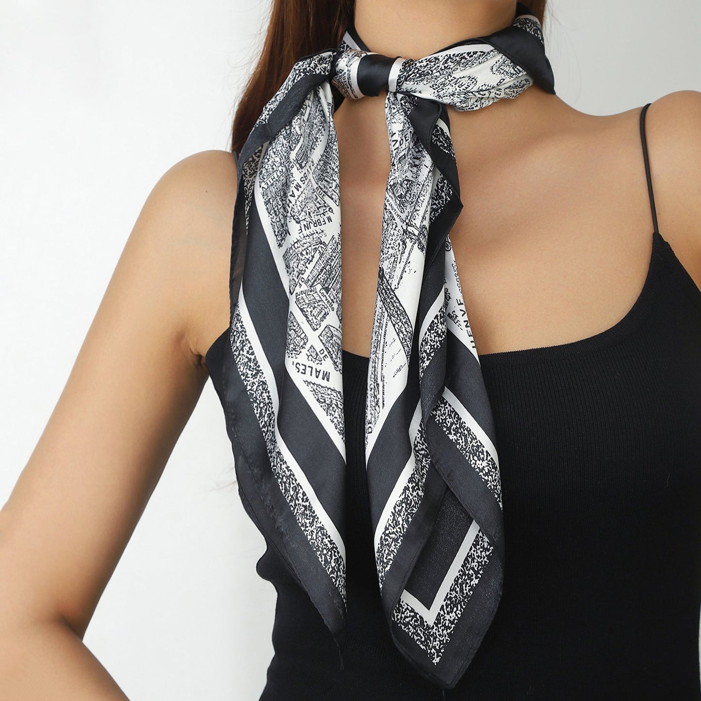 Paris City Map Print Satin Scarf