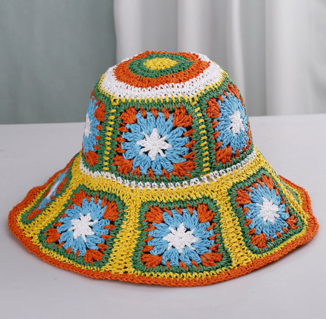 Sweet All-matching Woven Straw Hat Female Seaside Sun-proof Bucket Hat