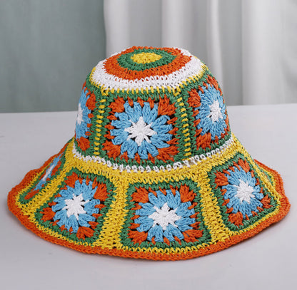 Sweet All-matching Woven Straw Hat Female Seaside Sun-proof Bucket Hat