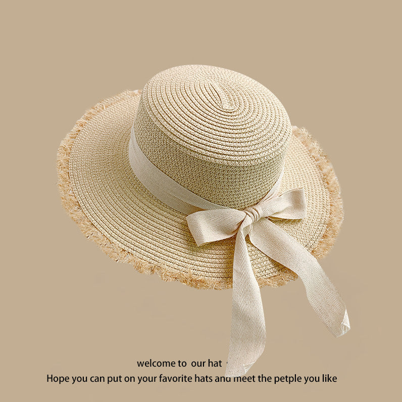 Sweet All-matching Woven Straw Hat Female Seaside Sun-proof Bucket Hat