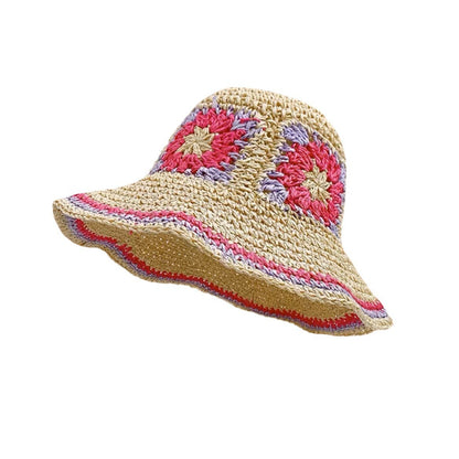 Sweet All-matching Woven Straw Hat Female Seaside Sun-proof Bucket Hat