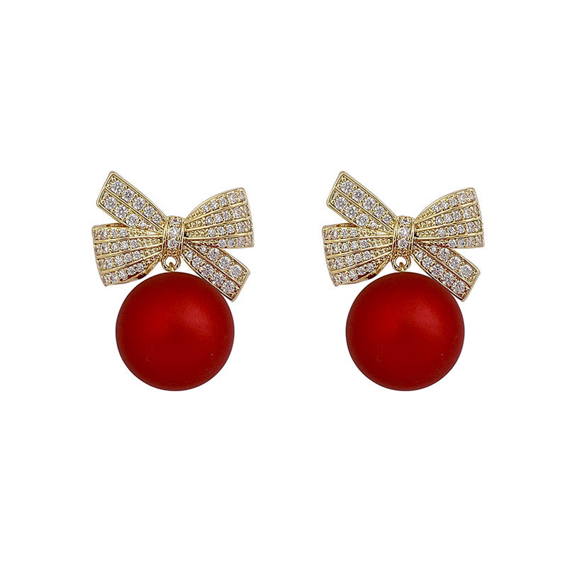Women’s Bowknot Pearl Earrings
