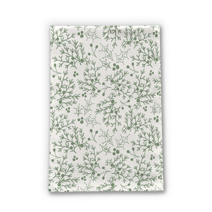 Green Christmas Branch Tea Towel