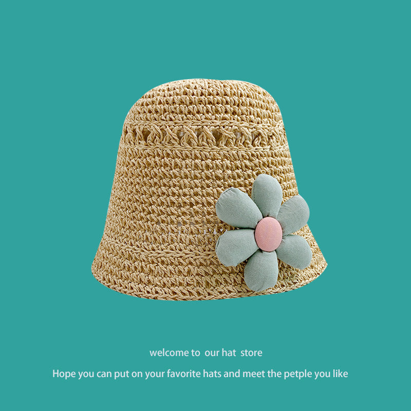 Sweet All-matching Woven Straw Hat Female Seaside Sun-proof Bucket Hat