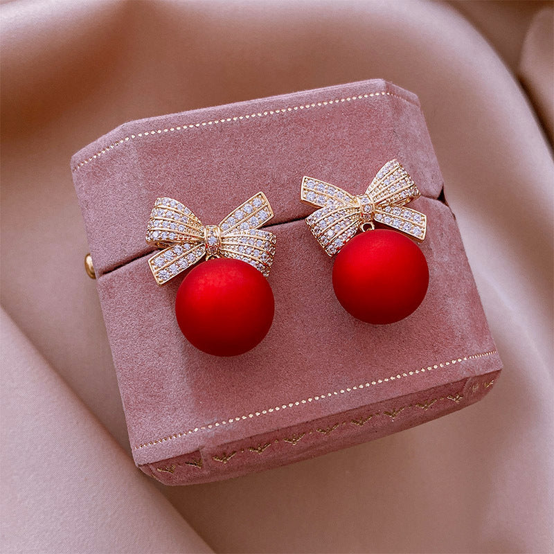 Women’s Bowknot Pearl Earrings